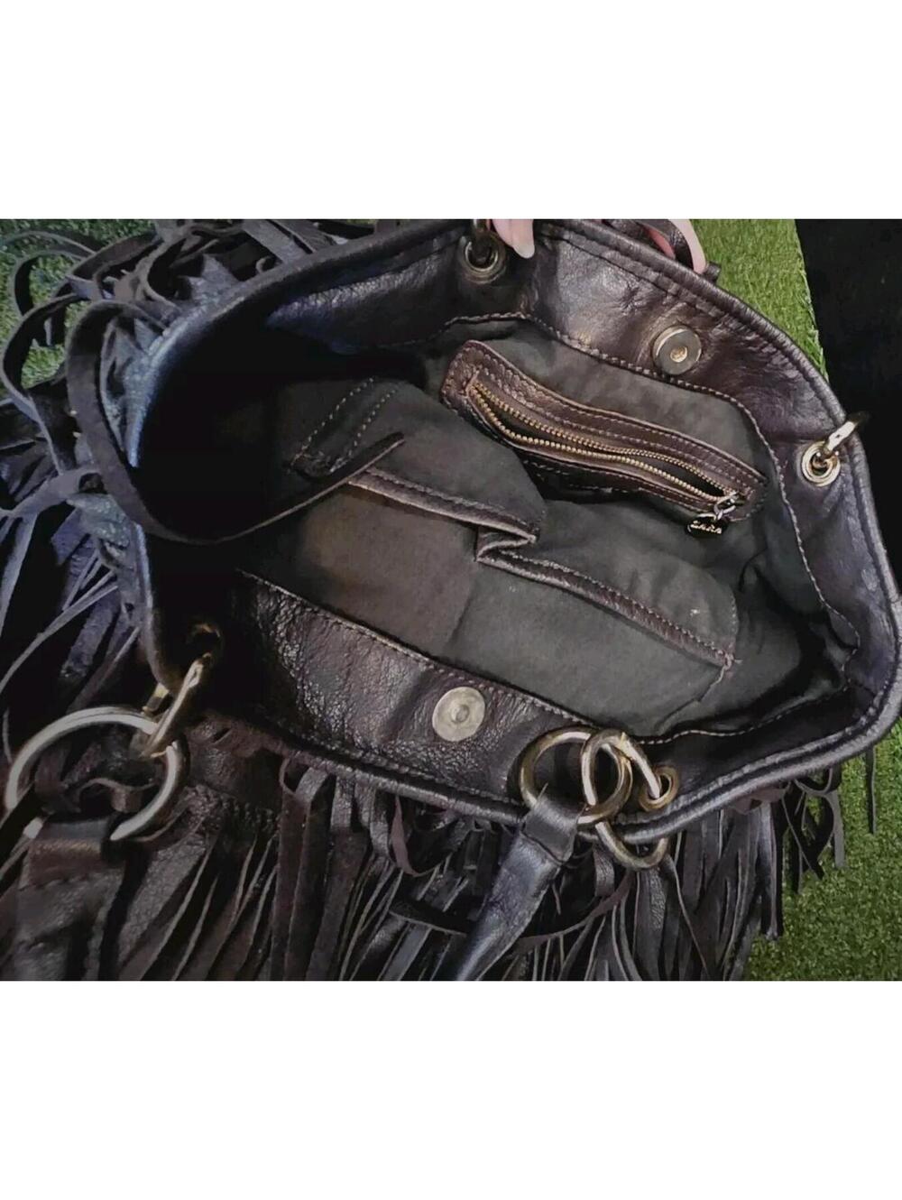 Zara 4 Teir Boho Fringe Leather Purse - Picture 4 of 7